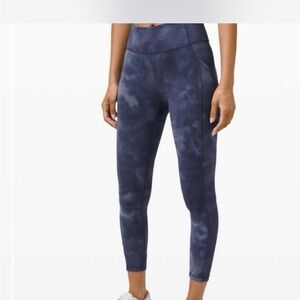 Lululemon Size 8 Invigorate High-rise Diamond Dye Navy Blue Leggings